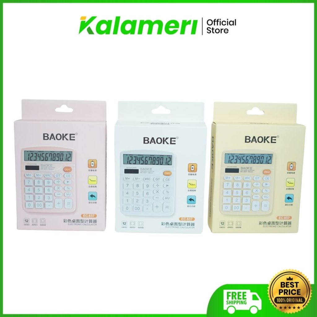 

KALAMERI - Baoke Electronic Calculator EC837 Pastel - Kalkulator Elektronik Warna Pastel