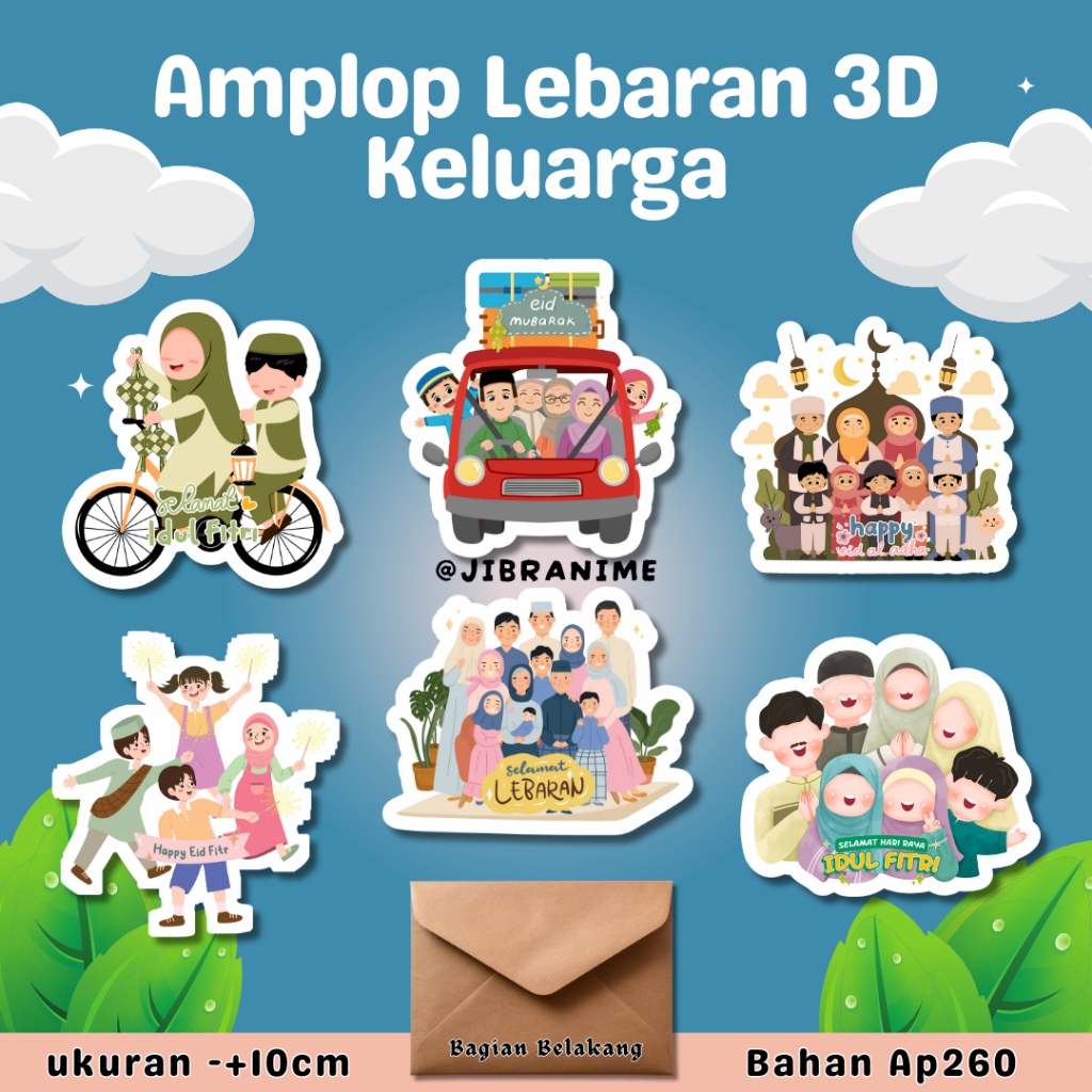 

(ISI 6) AMPLOP LEBARAN 3D KELUARGA LUCU PREMIUM