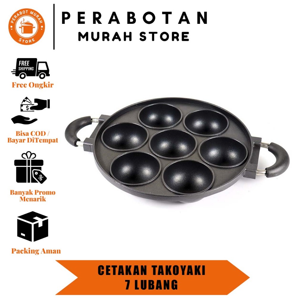 Cetakan Kue Serabi 7 Lubang Cekung Anti Lengket Tutup Kaca / Loyang Dorayaki Apem Telur Ceplok Anti 