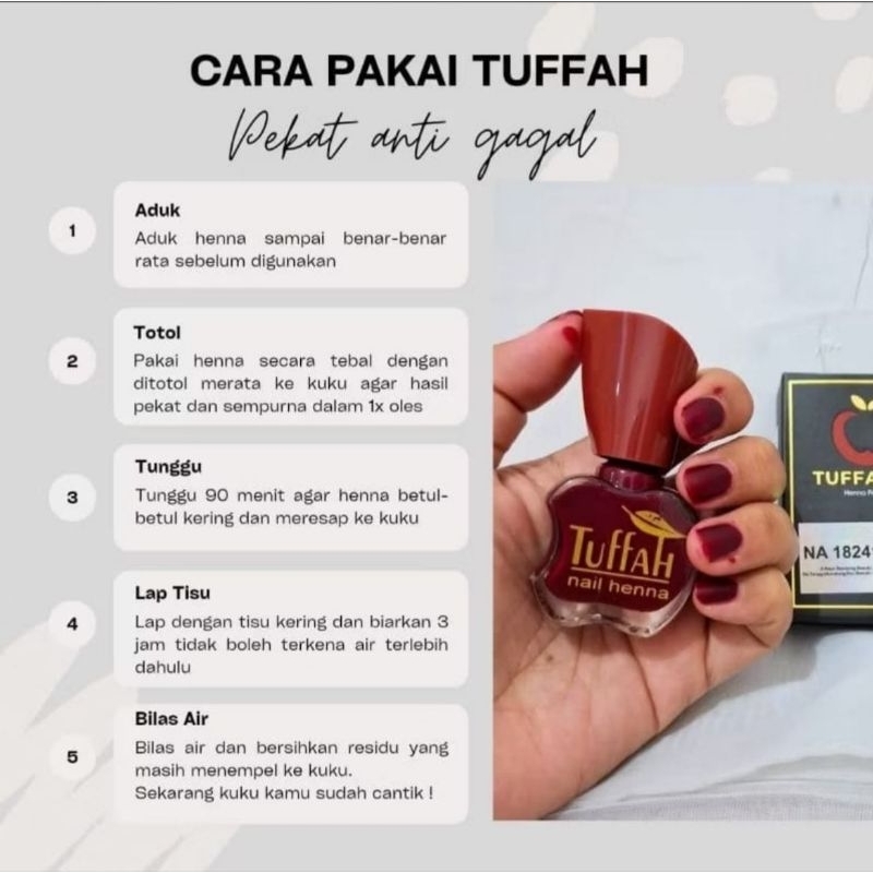 Tuffah nail henna original/pacar kuku hallal/pusat tuffah lampung