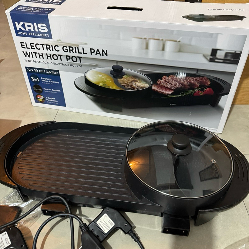 Electric Grill Pan With Hot Pot Kris Pemanggang Like New