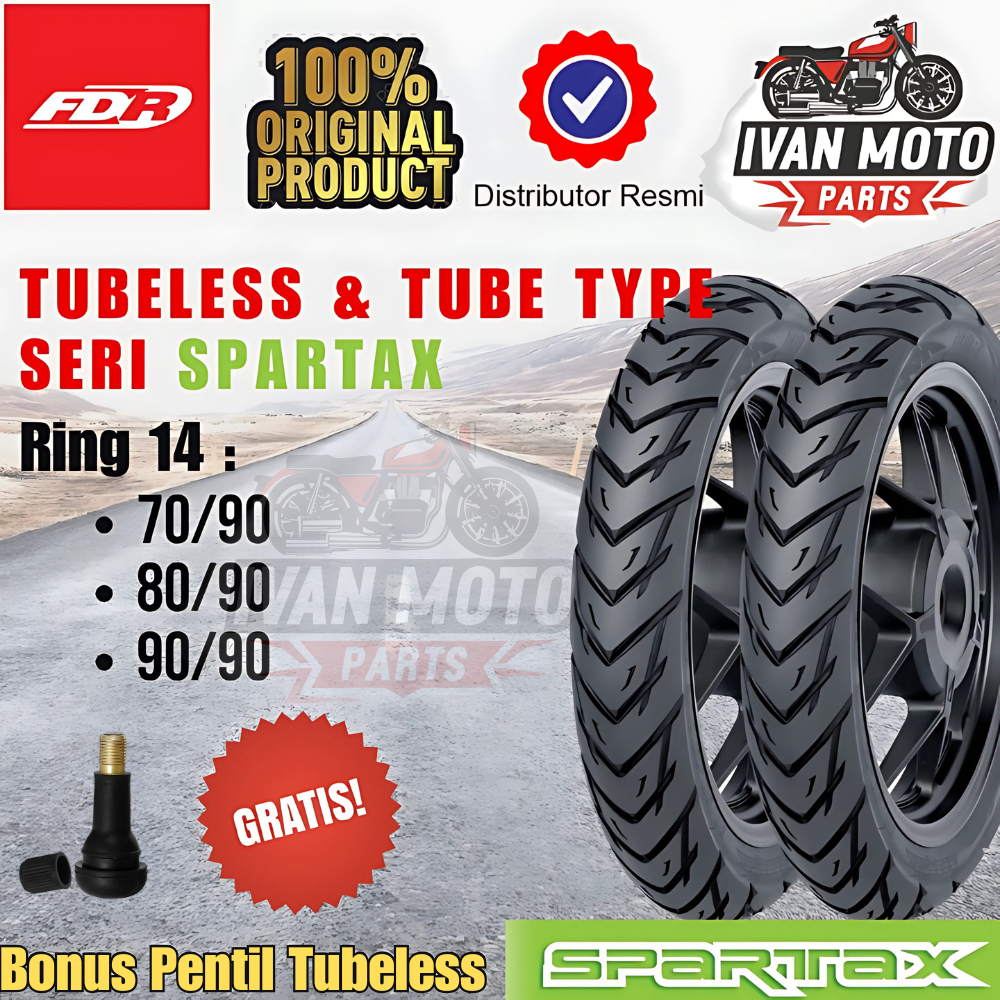 Ban FDR SPARTAX  Ring 14 FDR Tubeless / Non Tubeless Free Pentil Ban Motor All Matic Mio Beat Fino