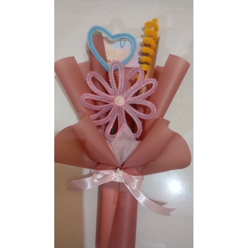 Buket mini kawat bulu/ Buket bunga kawat bulu/ Buket single bunga kawat bulu