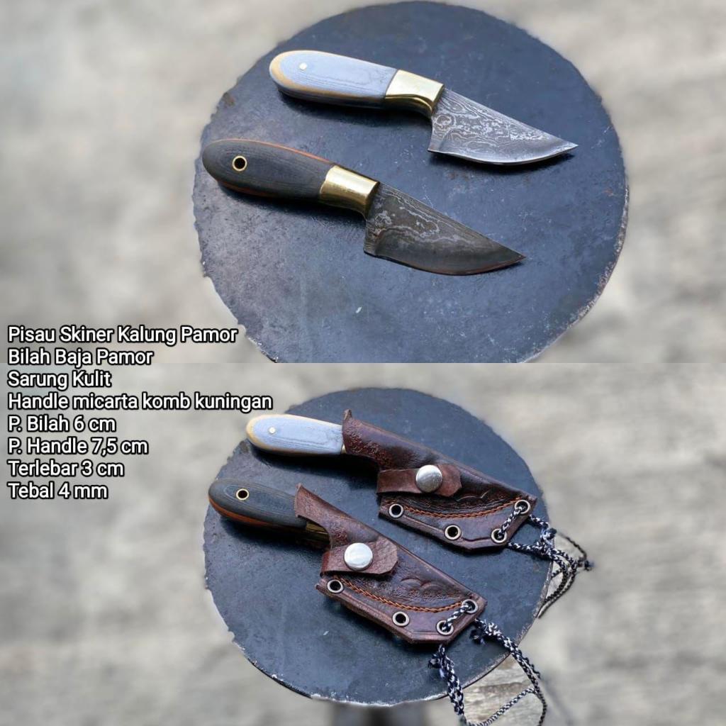 pisau skinner pisau dapur baja pamor damaskus sudah tajam