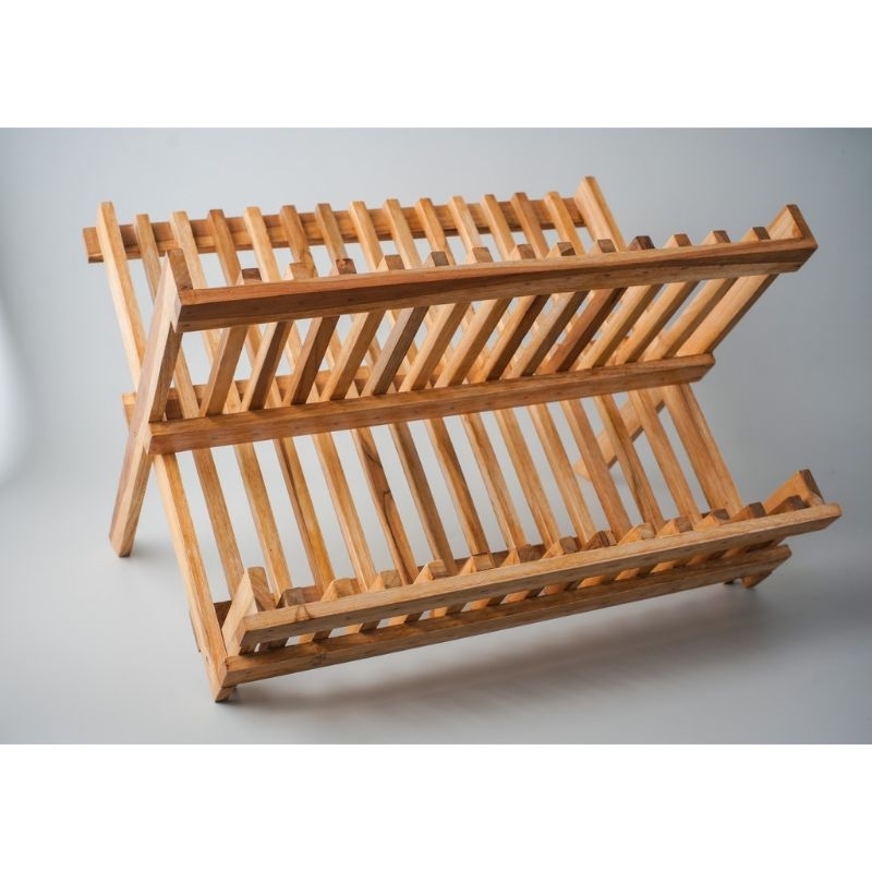 Rak piring kayu / piring kayu estetic/Rak kayu piring terbaru /Rak piring kayu bisa dilipat /Rak pir