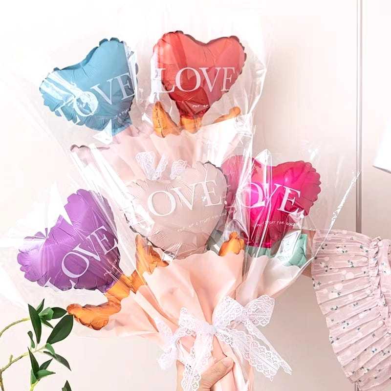 Bhuket Balon Love/Bouquet Balon Foil Bentuk Love / Bunga Buket Balon