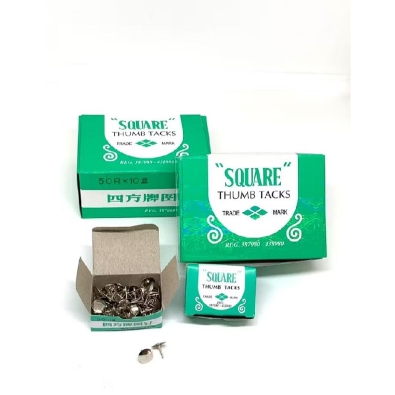 

Paku payung / thumb tacks / paku pinus Square Isi 10 Box Kecil