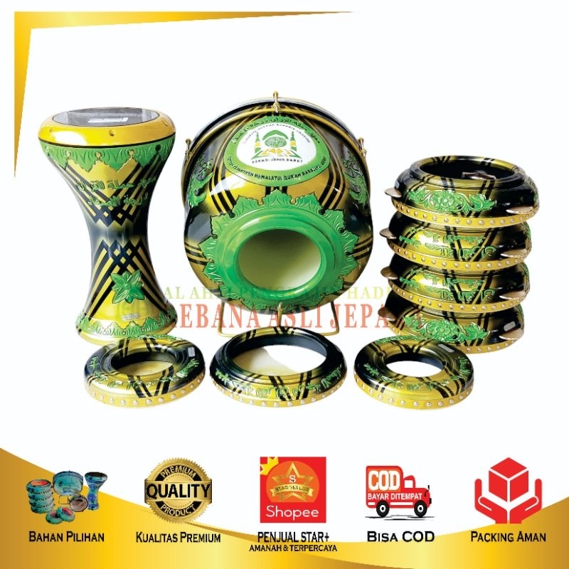 REBANA HADROH FULLSET JEPARA UKIR BERKUALITAS, DARBUKA 8 3/4 INCH