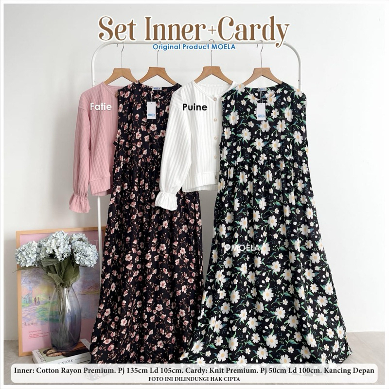 Fatie Puine set dress + cardy jumbo allsize busui premium cotton rayon original moela berlabel