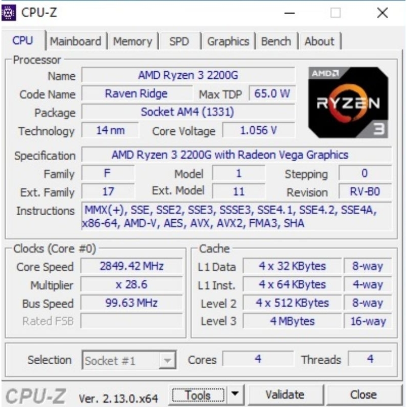 Ryzen 3 2200G + Asrock A320M HDV