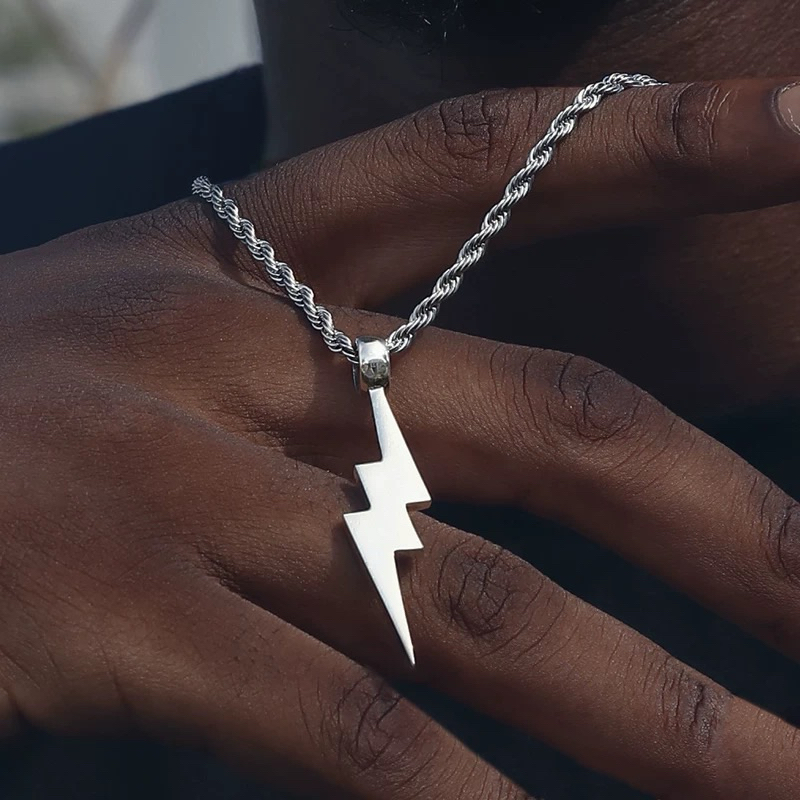 KALUNG LIONTIN PETIR SILVER PRIA WANITA LIONTIN PETIR DOUBLE ANTI KARAT ANTI LUNTUR