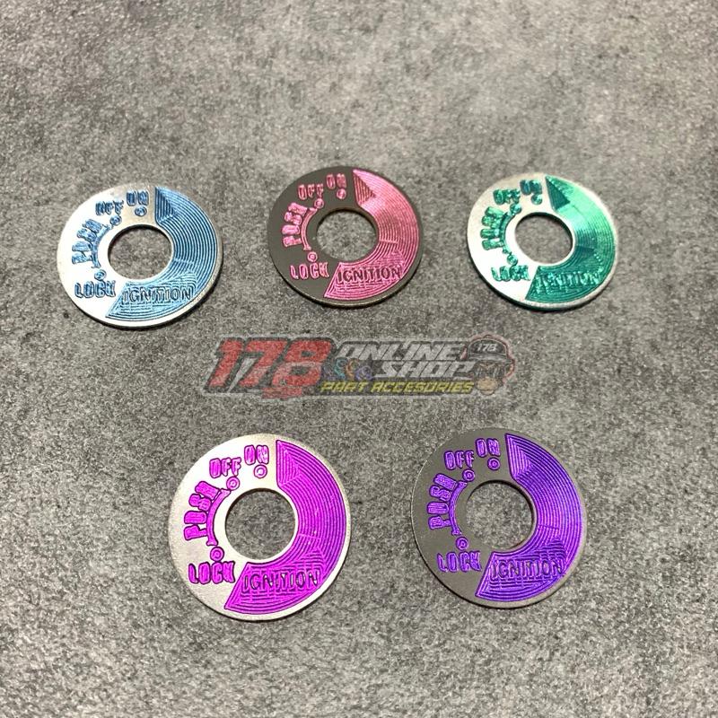 emblem cover kunci kontak titanium warna mio,nuvo,jupiter z,vega,f1zr dan sejenisnya