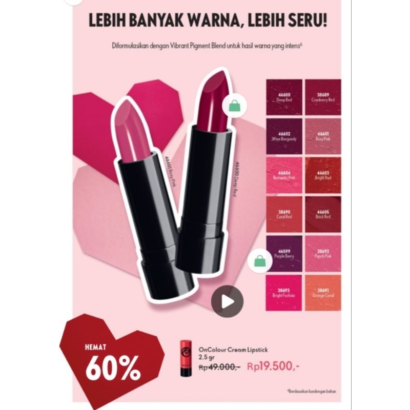 On Colour Cream Lipstik Oriflame (Katalog Februari 2025)