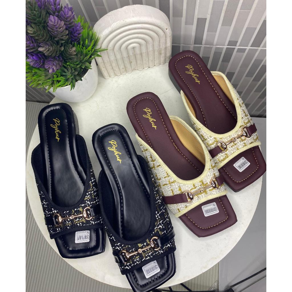 Kejora Sandal Wanita Empuk Kekinian Variasi Gesper Trendy Terkini Sendal Flat Shoes Wanita 2025