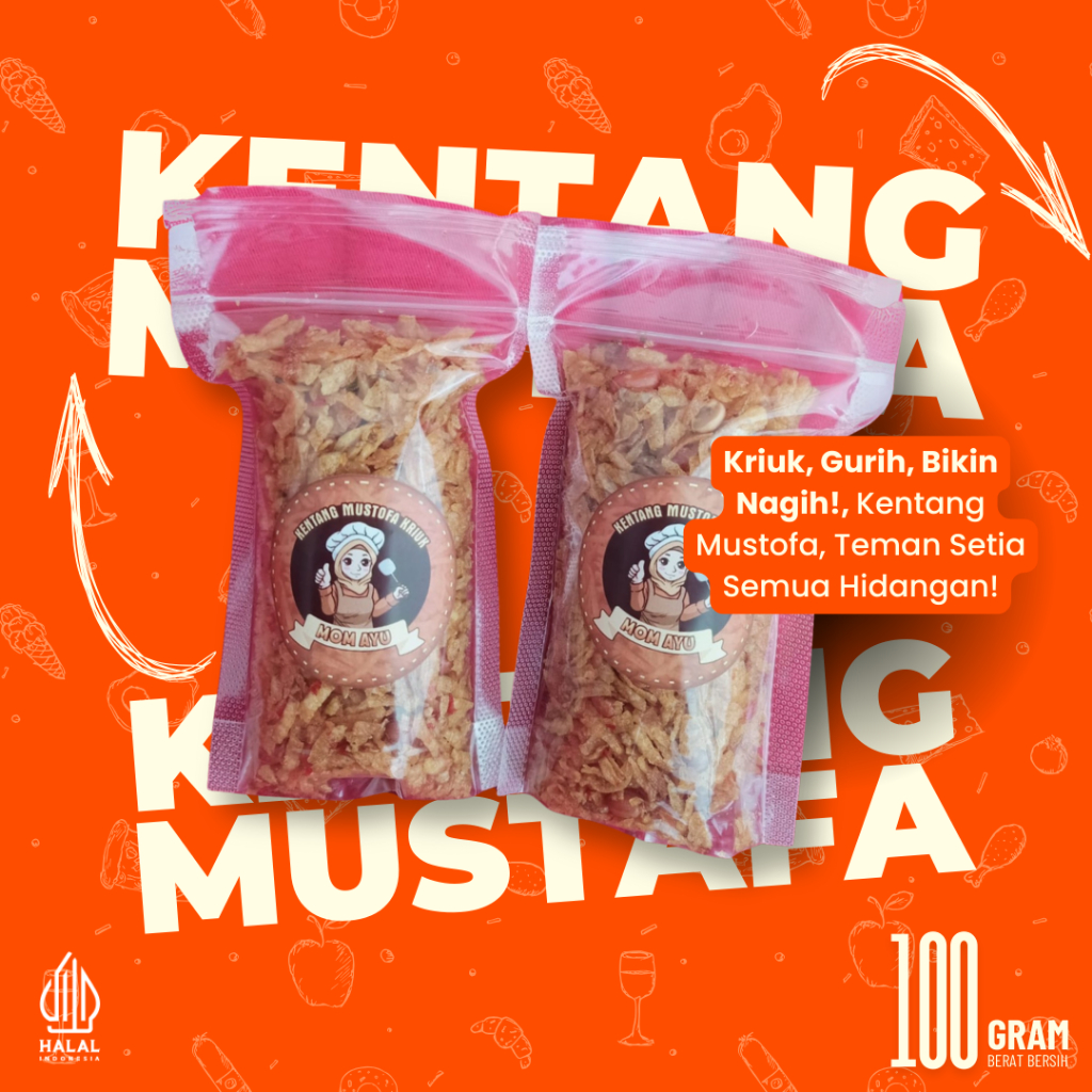 

Kentang Mustofa Momayu Renyah Pedas Manis Original Kemasan Plastik 100 Gram Halal