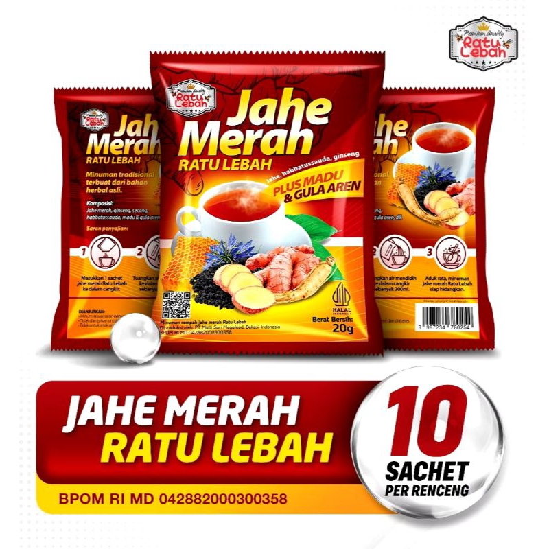 

Jahe Merah Ratu Lebah Per Renteng Jahe RL Per Renceng Isi 10 Sachet