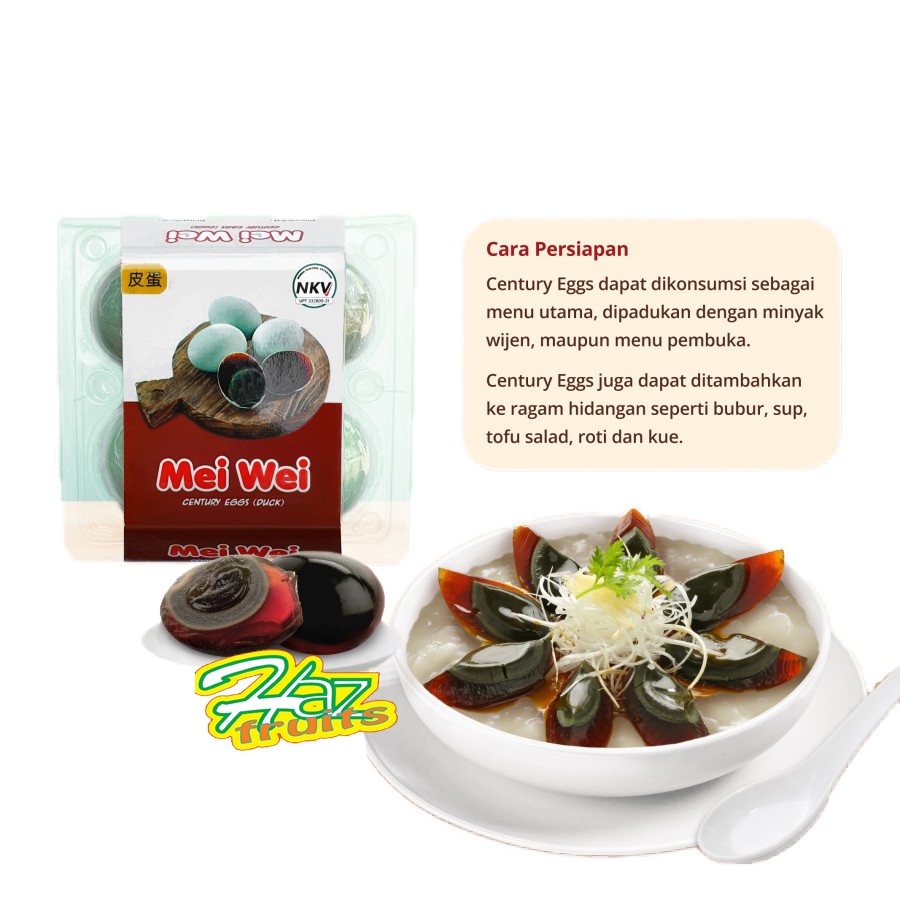 

Mei Wei Century Eggs (Telur Pitan) Isi 4 Pcs