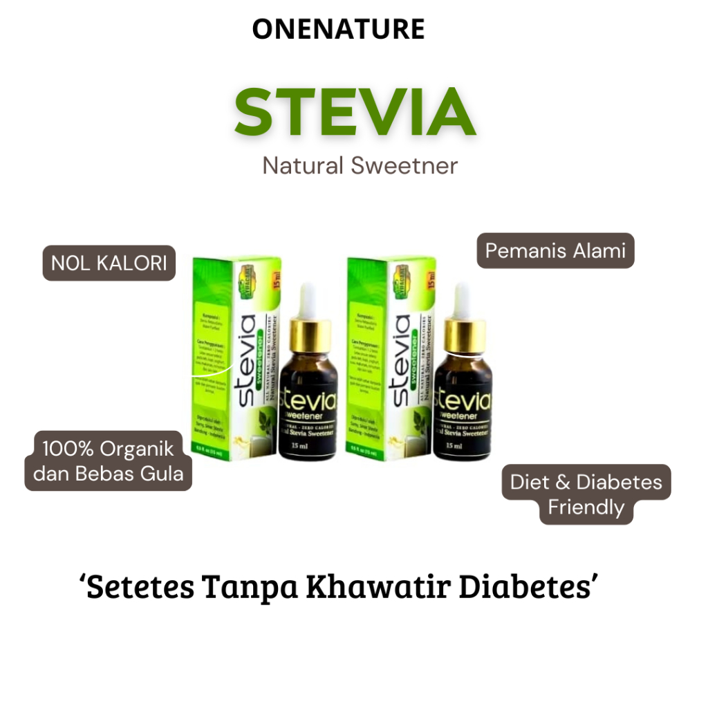 

Paket Hemat 2 Botol Stevia Sweetener Stefia Gula Cair Non Kalori Sugar Pemanis Alami