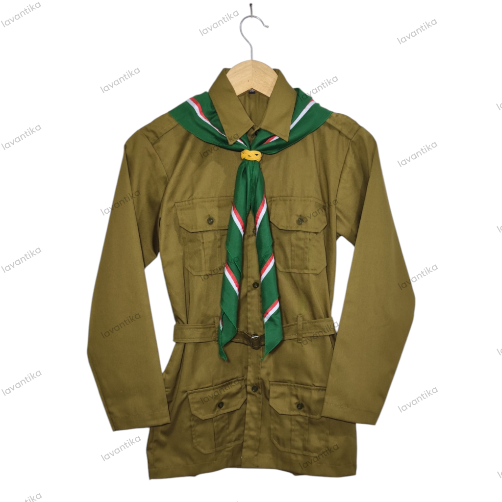 Lavantika Seragam HW Muhammadiyah Putri SMP Polos Hasduk Pita Merah Putih Baju Seragam HW SMP Anak P