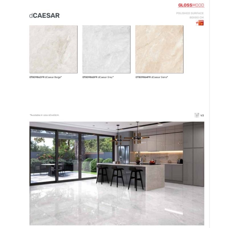 Roman Granit dCaesar 80x80 gloss polished granit lantai dinding tembok outdoor indoor