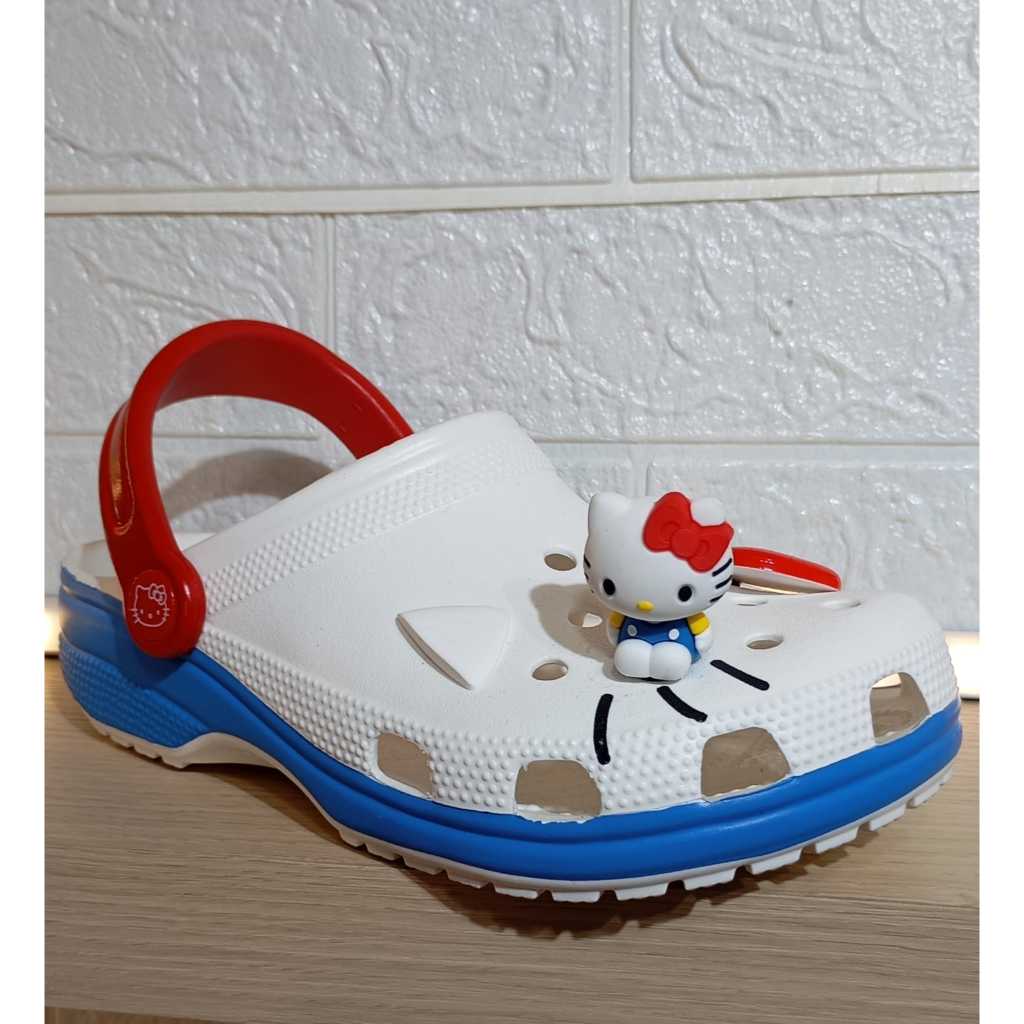CROCS PREMIUM HELLO KITTY WHITE BLUE KIDS - FREE JIBBTZ