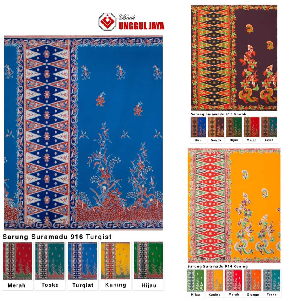 NEW MOTIF Sarung Batik Wanita Unggul Jaya - Putri Jelita - Suramadu 914, 915, & 916