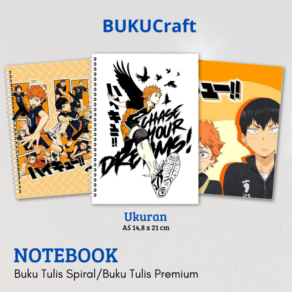 

Buku Craft - Buku Tulis Catatan buku notebook buku diary Notebook Ring Spiral A5 50 Lembar koleksi cover Haikyu lucu2 mix anime gambar kartun Terbaru