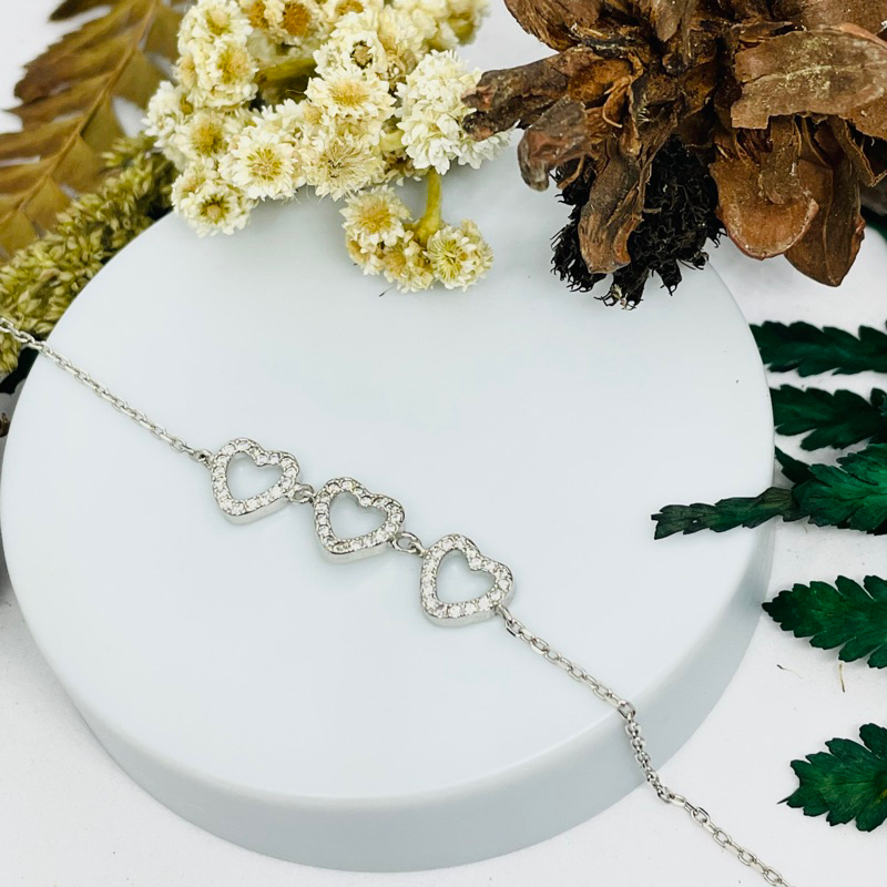 Gelang Wanita Silver Perak 925 Serut Adjustable gelang love