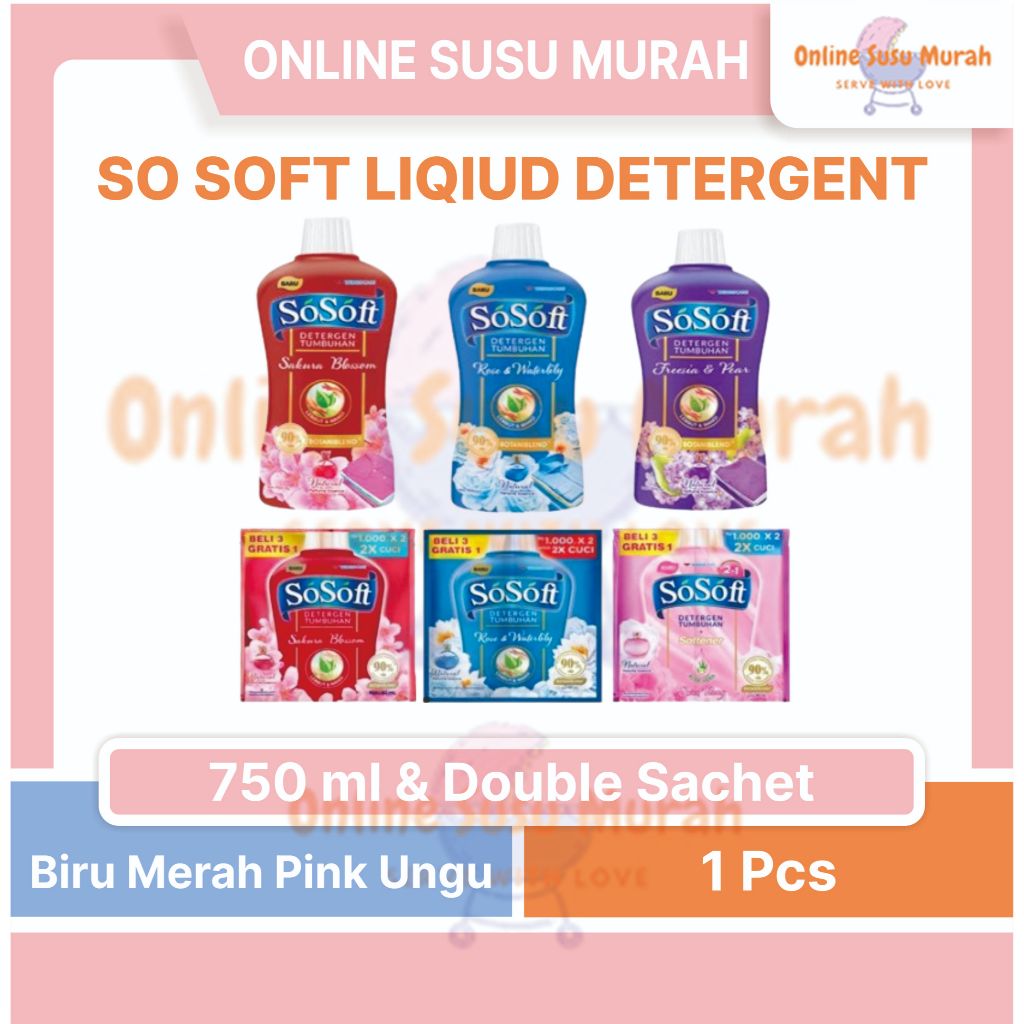 SOSOFT LIQUID DETERGENT 700 ML & DOUBLE SACHET (ISI 8 RENCENG) SSSC
