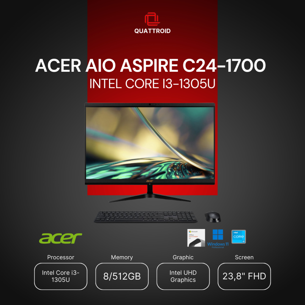 Acer AIO Aspire C24-1700 Intel Core i3-1305U