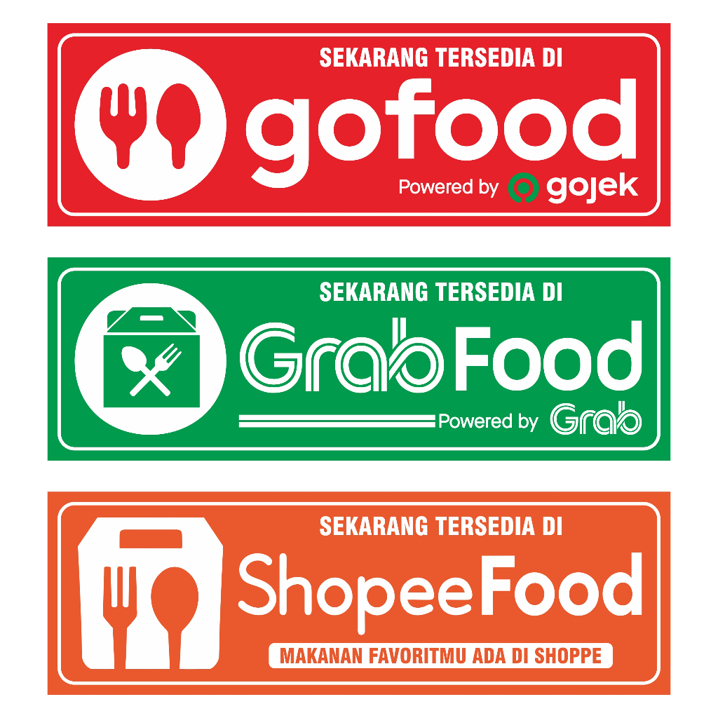 

STIKER ONLINE FOOD, GOFOOD / GRABFOOD / SHOPEEFOOD VINYL ANTI AIR