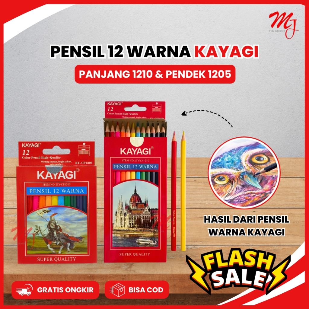 

Colour Pencil / Pensil 12 warna Kayagi Pendek