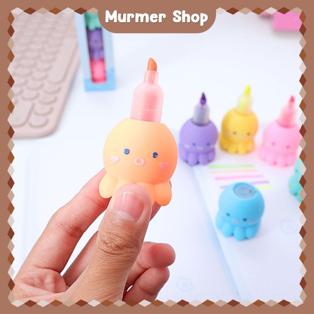 

Highlighter 3D Tumpuk Octopus Penanda Berwarna Textliner Susun Karakter Gurita 1 Set