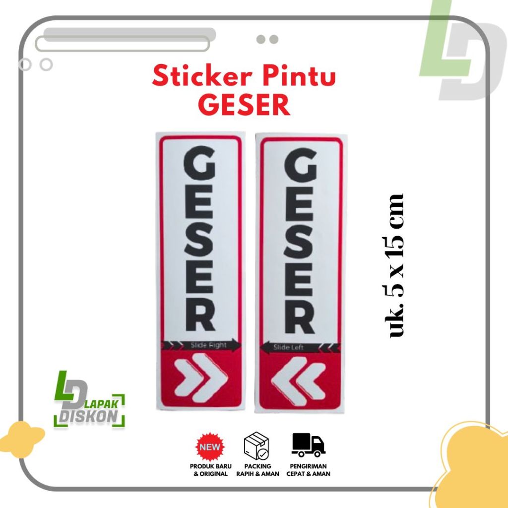 

Sticker Label Geser Slide Right / Left Stiker Vinyl Pintu Geser Kiri Kanan 5 x 15.5 cm, Satu Pasang