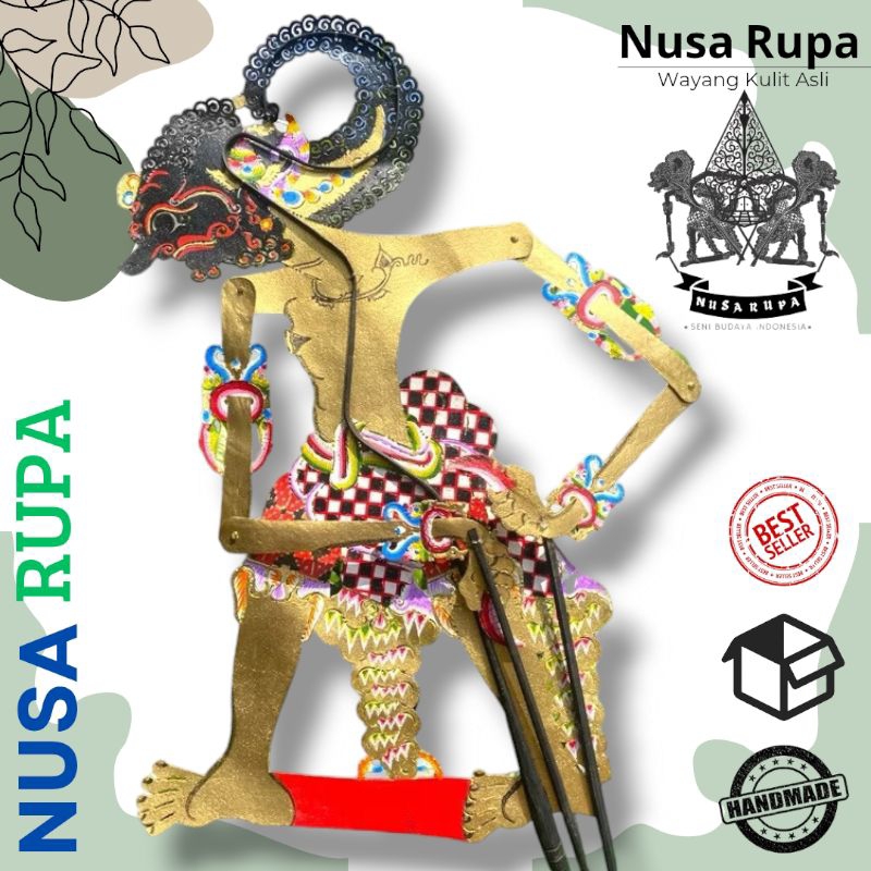 WAYANG KULIT ASLI WERKUDARA BIMA Alusan -+60cm Wayang Bahan Kulit Sapi Asli