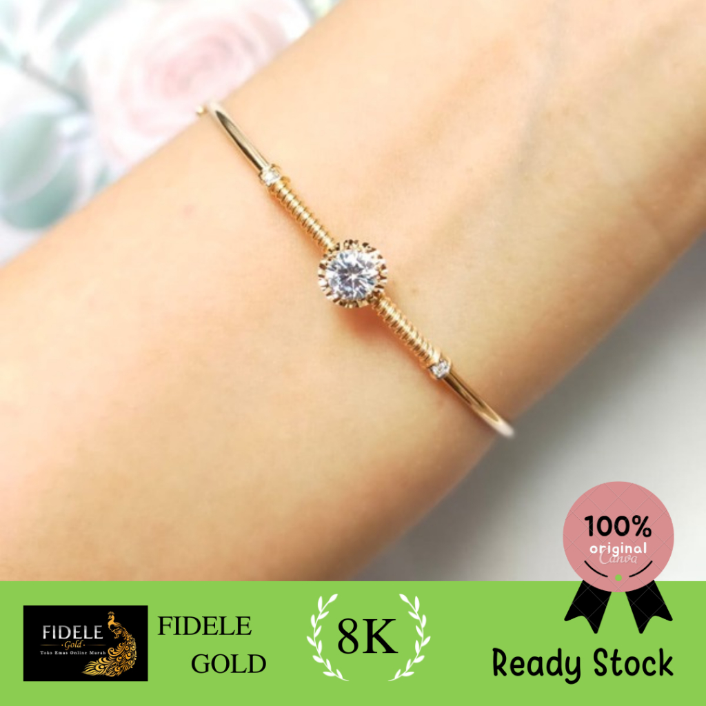 Gelang soliter bangle emas asli 8k 375 surabaya lotusgold
