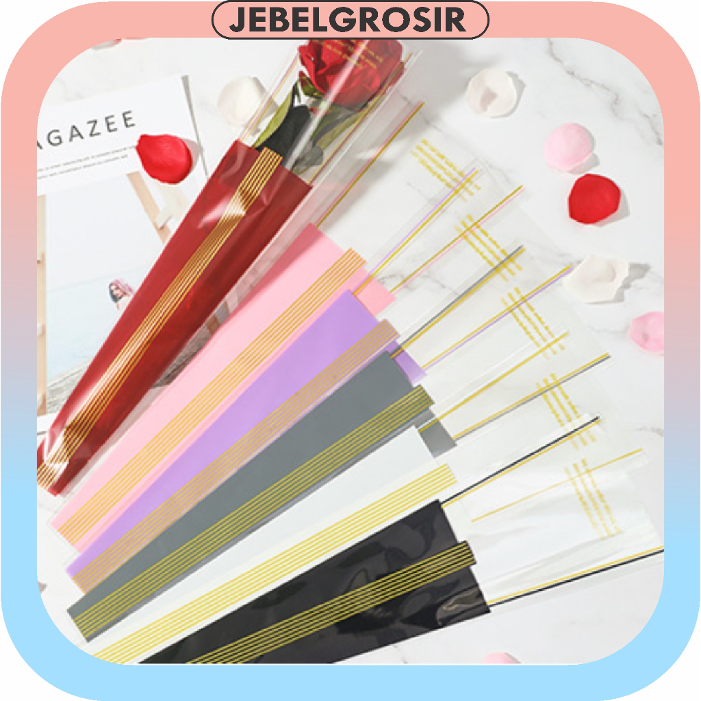 

50 Lembar Plastik Cellophane Tangkai Mawar Buket Single Flower Rose SF12