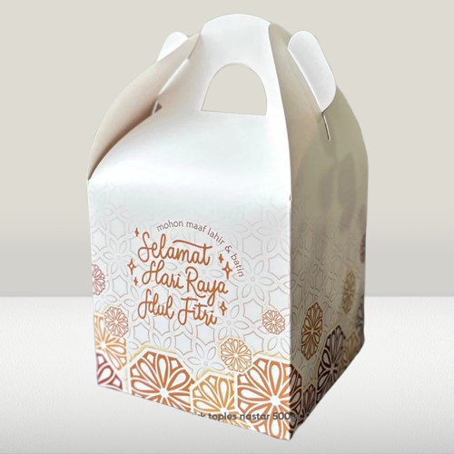 

10 pcs gable box edisi lebaran kemasan kue kering nastar dus hampers eid mubarak ukuran 14x14x14 cm