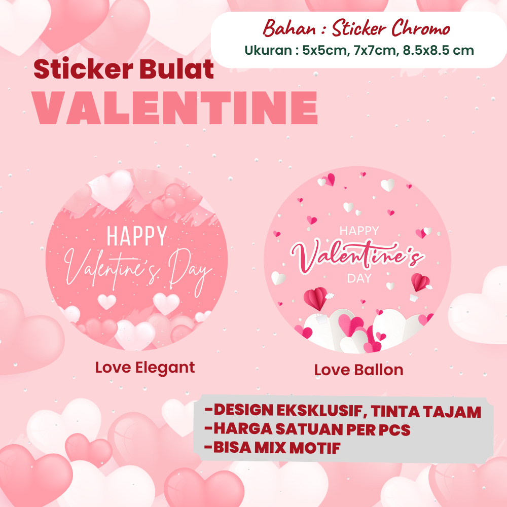 

Sticker Bulat Valentine Stiker Valentin toples kue Hapunni