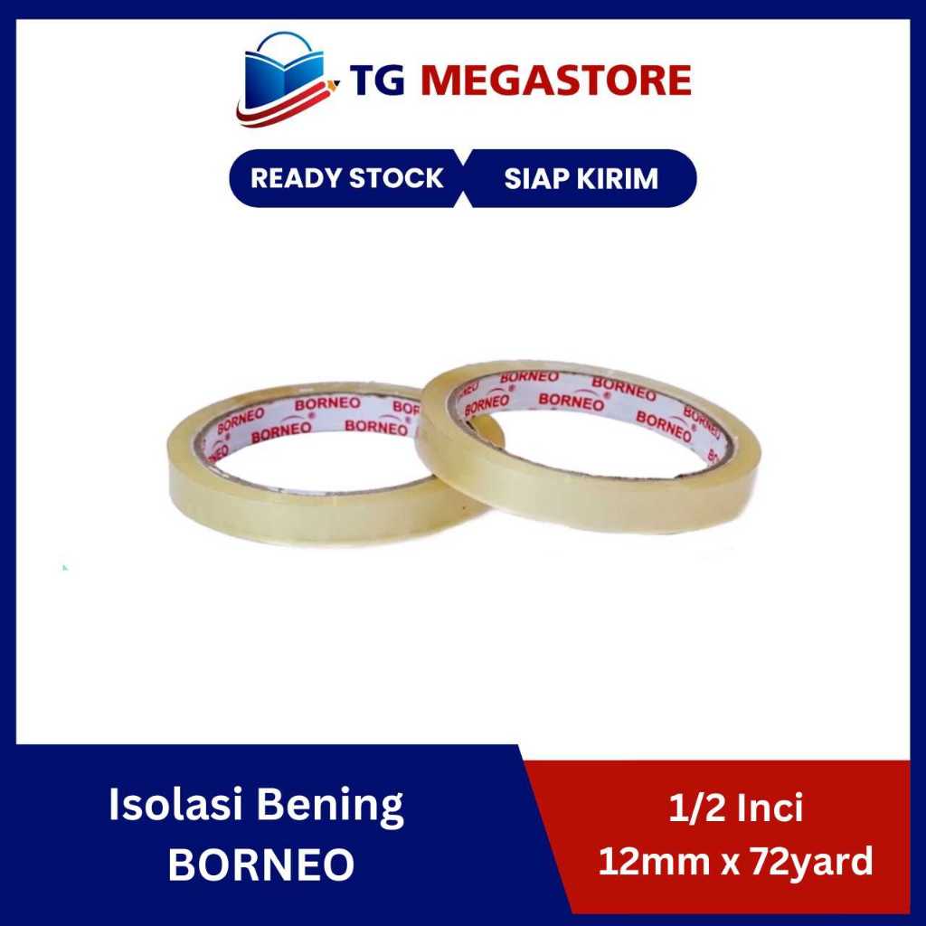 

Isolasi Bening Borneo Super 12mm x 72y - 1/2 Inci