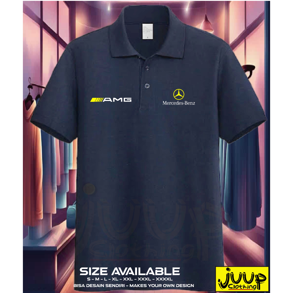 POLO SHIRT KAOS KERAH PRIA MERCY MERCEDES BENZ UKURAN JUMBO BIG SIZE WARNA BIRU DONGKER NAVY