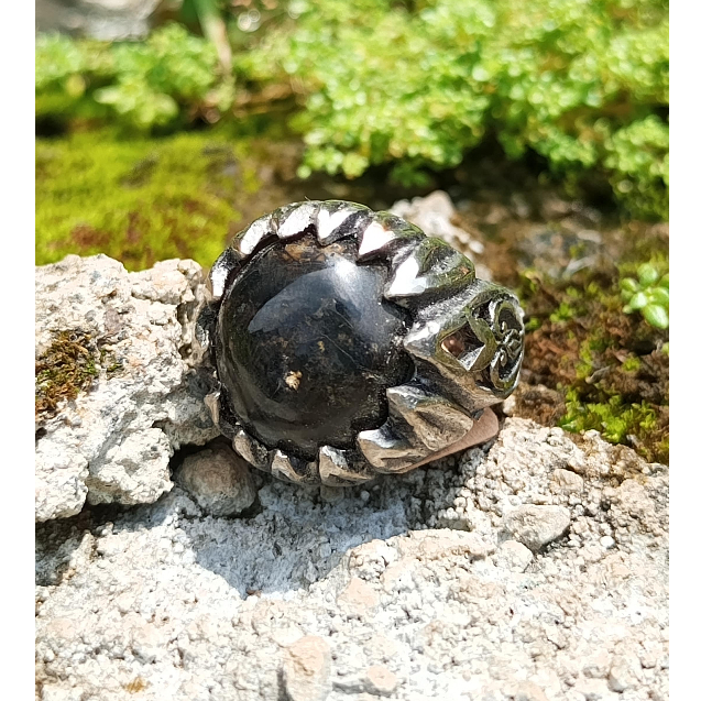 Cincin Batu Akik Natural (Asli) Bulu Macan Seratin Lawasan (COD) Dim Kantoran Ring Alpaka Super Top 