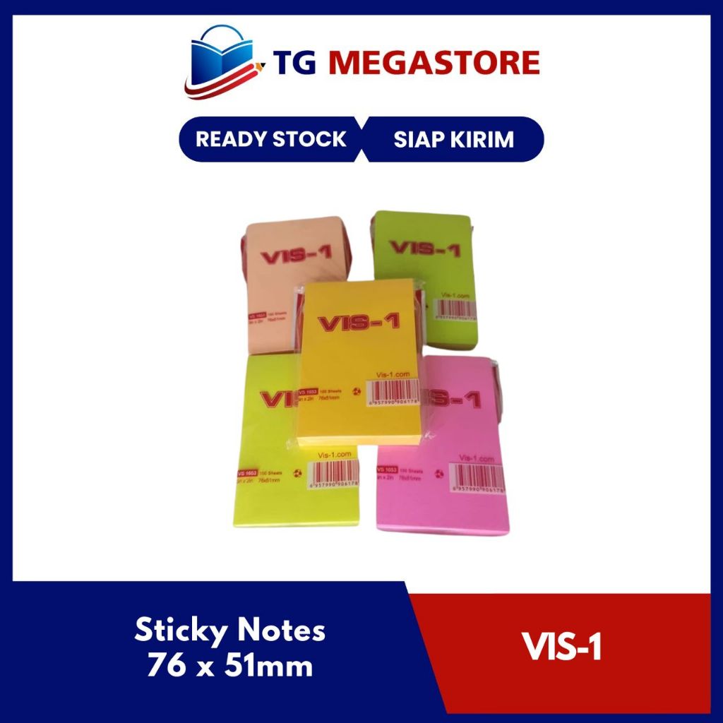 

Sticky Notes VIS-1 76 x 51mm ( 1 Warna ) 100 Sheets - VS 1653