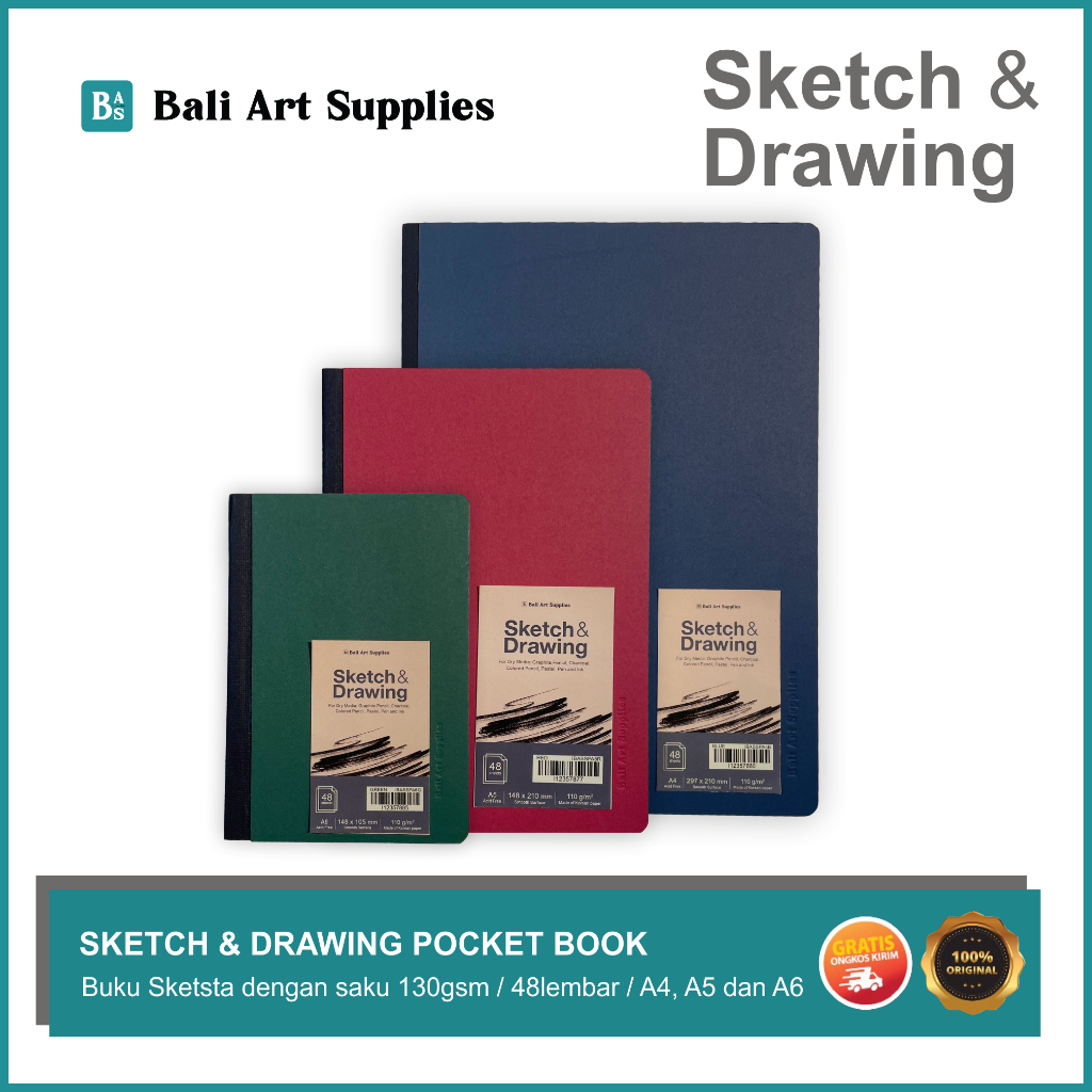 

Sketch & Drawing - Pocket Sketchbook 48 Lembar - 110gsm A4/A5/A6 - Bali Art Supplies