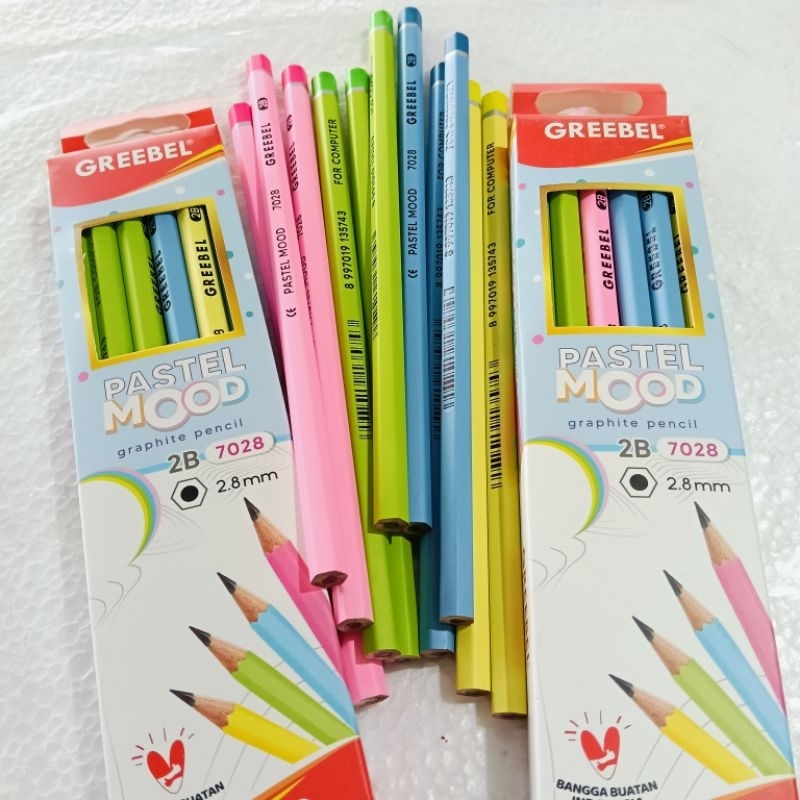 

GREEBL PENCIL PASTEL MOOD 2B 7028 - PENCIL TULIS WARNA WARNI MURAH 12pcs