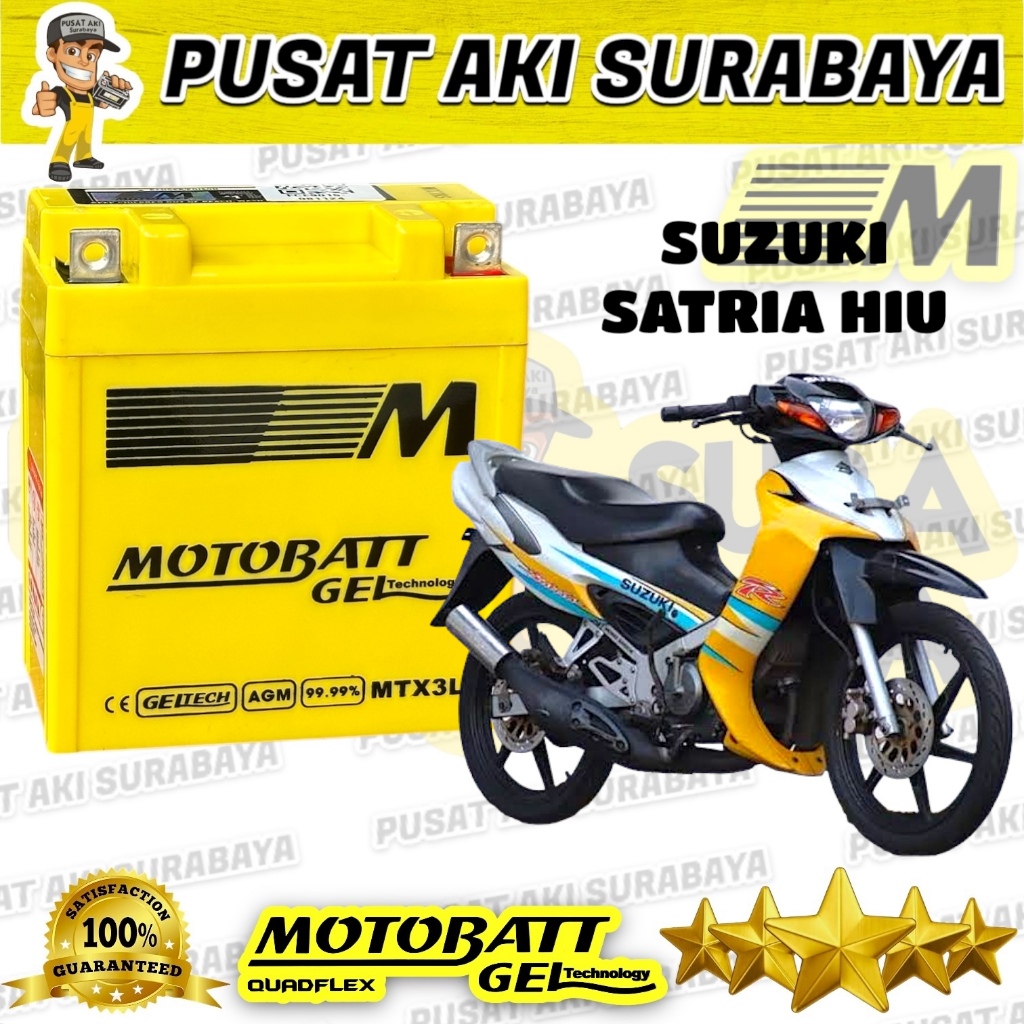 JAMINAN ORI MOTOBATT MTX3L ACCU GEL AKI MOTOR SUZUKI SATRIA HIU SATRIA S KAWASAKI NINJA 150 YAMAHA R