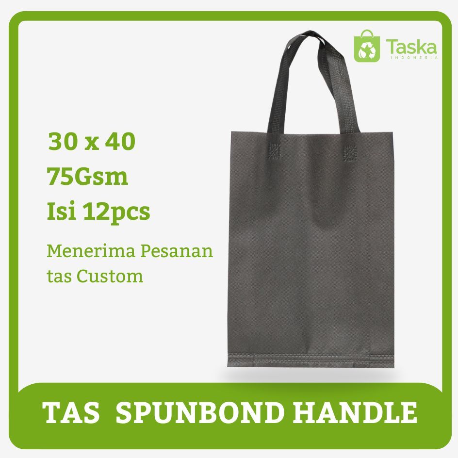 

TAS SPUNBOND HANDLE 30X40 LUSINAN WARNA HITAM / Tas Belanja Murah / Kantong Belanja