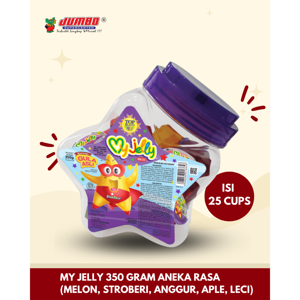 

My Jelly Aneka Rasa 350 gram Isi 25 Cups/ Toples Bintang/ Cemilan