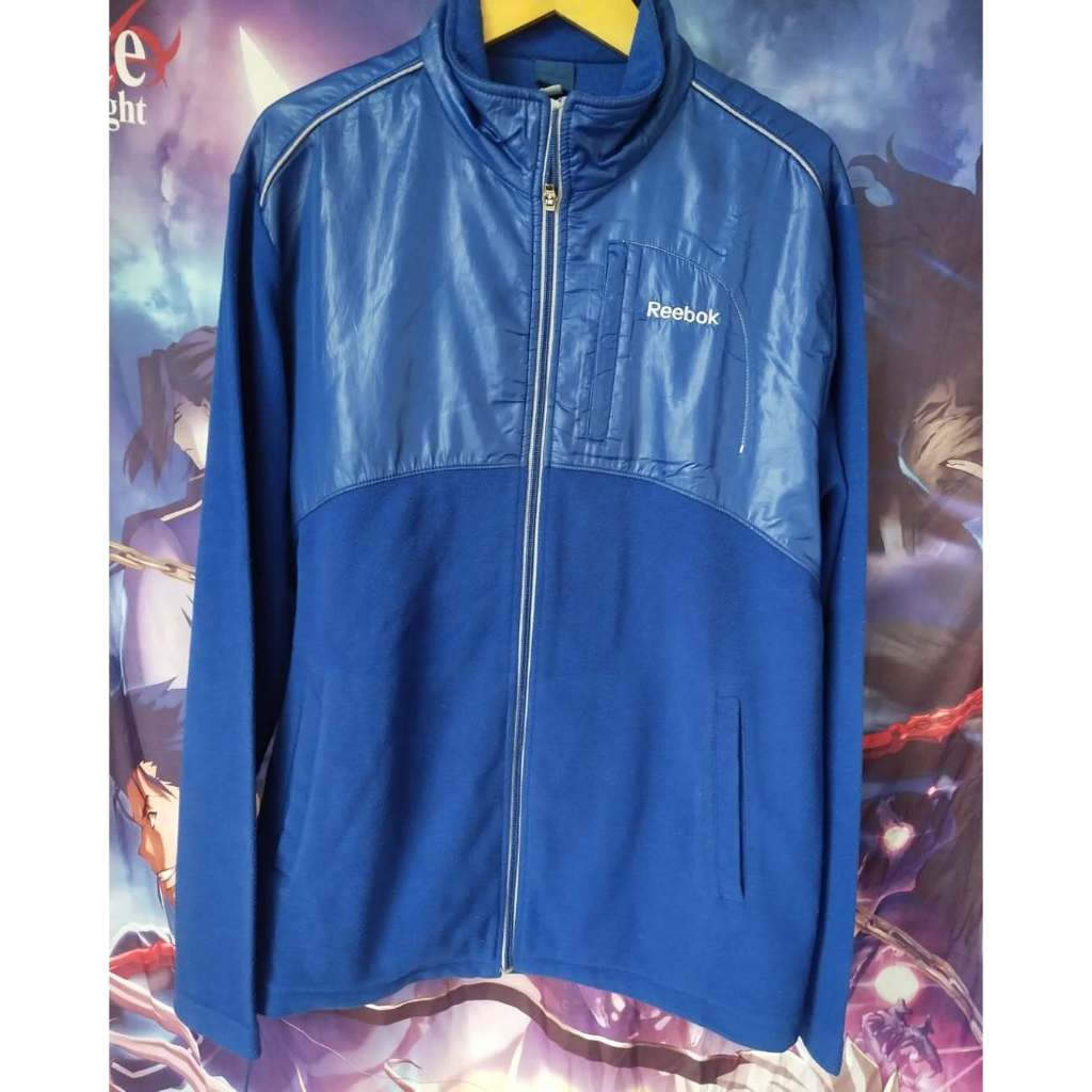 Reebok Blue Zipper Sport Jacket Jaket Sweater Original Second Merch Japan Korea Brand Vintage Retro 