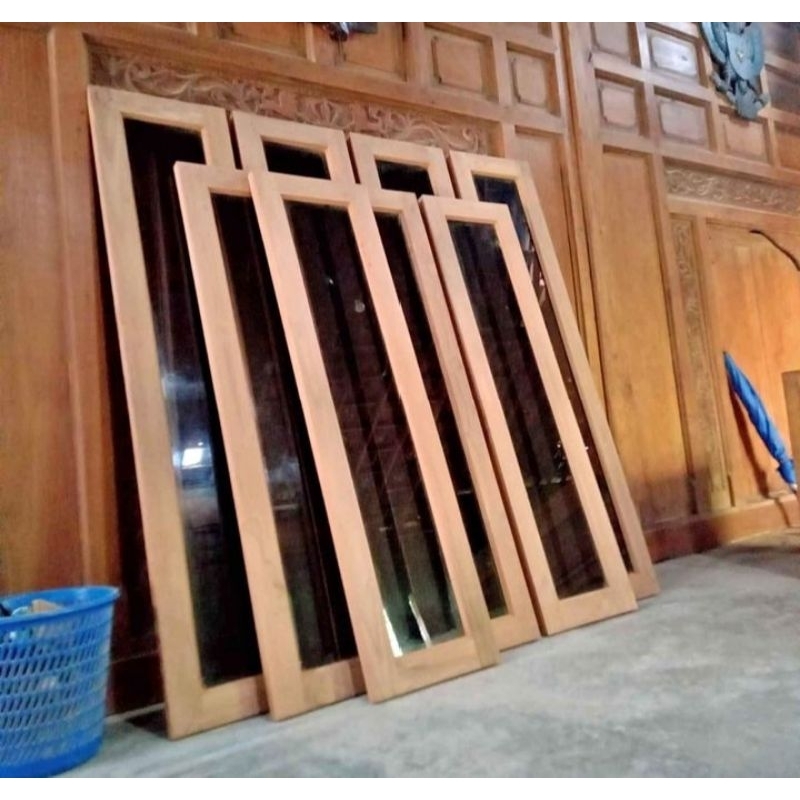 Daun jendela kayu jati ukuran 150 cm  x 40 cm
